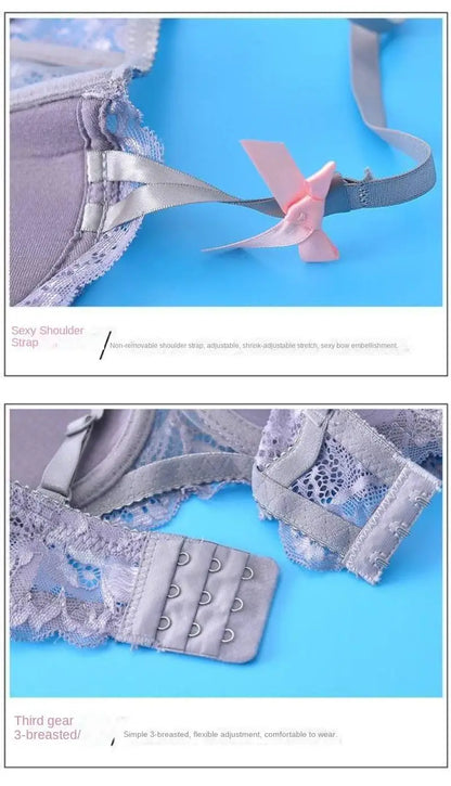 Sexy Thin Half-cup Lace Bra, Comfortable, Breathable, Anti-sagging, Push-up Small Bra for Women Lingerie.