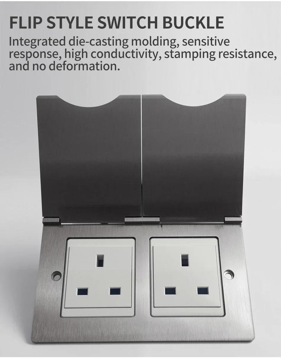 Wandmontage 1 Gang 2 Gang 8 mm Edelstahl-Panel-Buchse 13 A Schalter Computersteckdose Telefonsteckdose Thai US UK EU Frankreich.