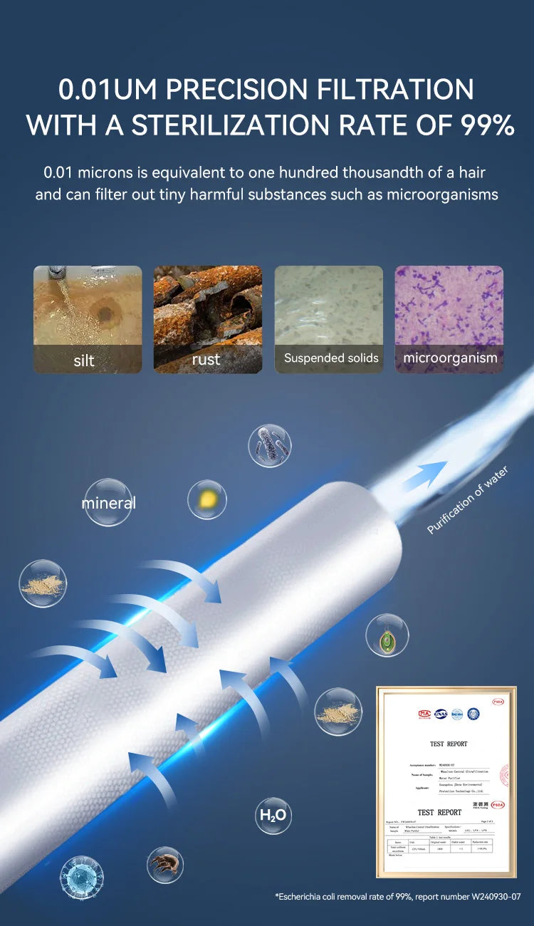 Wheelton whole house high flow water filter purifier 1000L-3000L SUS304 mineral water filter Reusable 0.01um PVDF for 5 years.