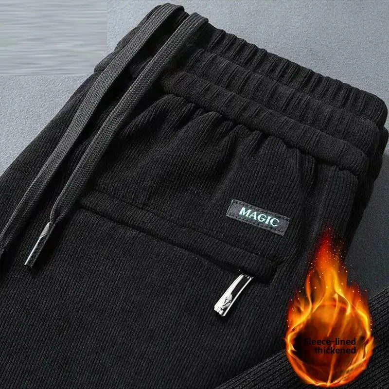 Herren-Freizeithose, verdickt, gerades Bein, warm, Herbst-Winter-Oberbekleidung, modisch, vielseitig, lockere Passform, sportlicher Stil