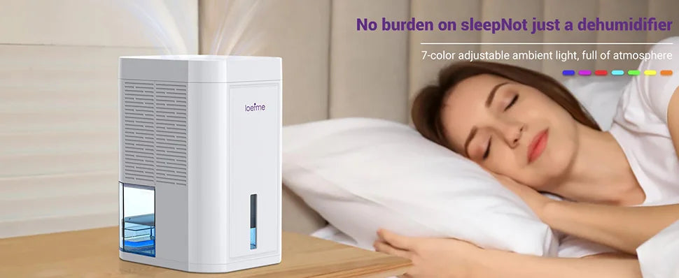 LOEFME 1.0L Air Dehumidifier Portable Silent Home Air Dryer Absorbers Machine with LED for Mould Moisture Damp Large Water Tank.