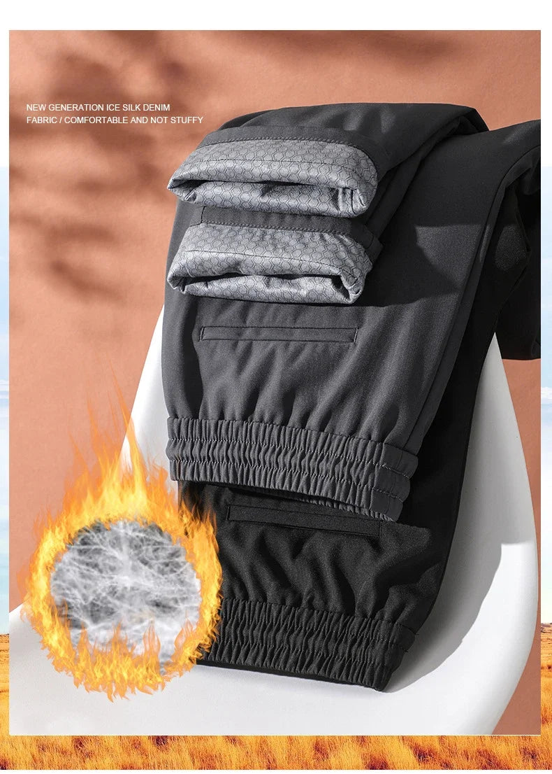 New Winter Men's Down Pants High Quality Thick Warm Goose Down Padded Business Casual Pants for Male Fashion Trousers Outerwear.