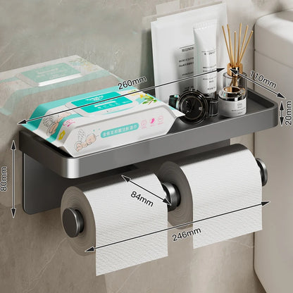 Kein Bohren Toilettenpapierhalter Wandmontierter Toilettenpapierhalter aus Aluminiumlegierung Taschentuchhalter Badezimmer Taschentuchhalter Badzubehör