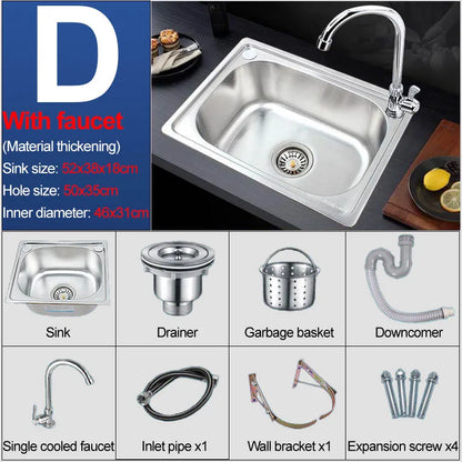 Verdickter Einzelschlitz aus Edelstahl 304 mit Halterung zum Aufhängen an der Wand, Waschbecken, Balkonbecken, Küchenwaschbecken, Waschbecken