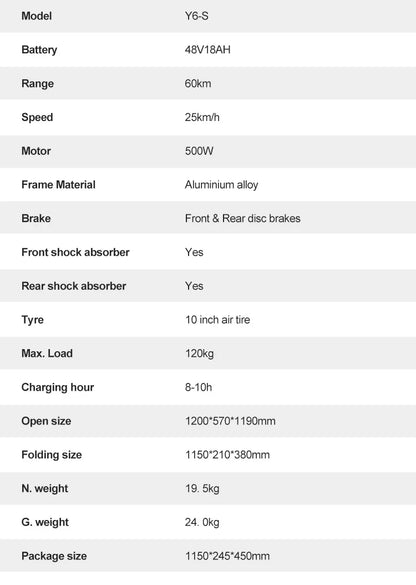 JOYOR Y6-S Electric Scooter for Adults 500W Motor 48V 18Ah Foldable Electric Scooter 10 Inch Tire City Commuter Electric Scooter.