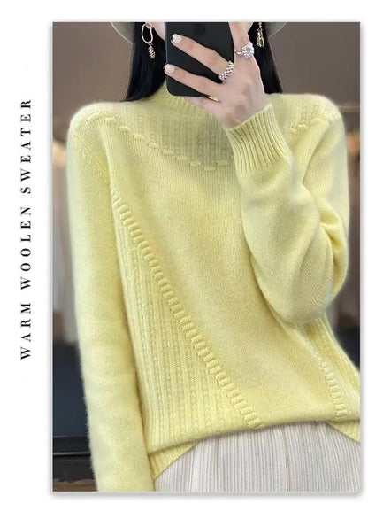 2024 herbst Neue Lose frauen Halb-rollkragen Verdickt Einfarbig Einfache Häkeln Beiläufige Gestrickte Pullover Pullover Top.