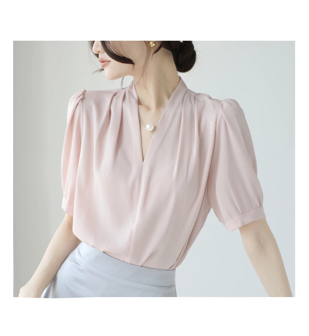 2025 Fashion Summer Short Sleeve V-Neck Women Blouse White Blouse Shirt Women Tops Blouses Shirts Blusas De Mujer Camisas P856