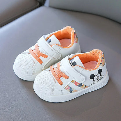 Disney White Casual Shoes For Baby Boy Girl Brand Children Sneaker Mickey Mouse Kids Sports Shoes Toddler Walking Shoes Size 25.