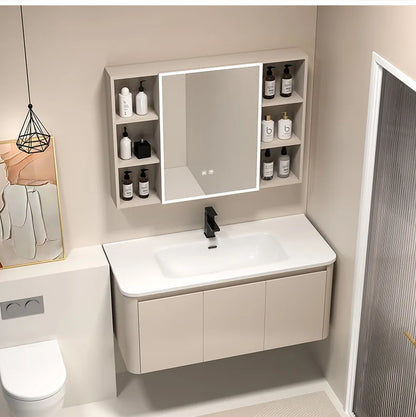 Moderner intelligenter Badezimmerschrank, Wabenstruktur, Aluminium, WC, Waschbecken, Schrank, Kombination, integriertes Keramikwaschbecken, Waschtisch