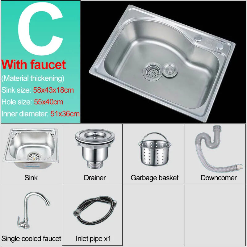 Verdickter Einzelschlitz aus Edelstahl 304 mit Halterung zum Aufhängen an der Wand, Waschbecken, Balkonbecken, Küchenwaschbecken, Waschbecken