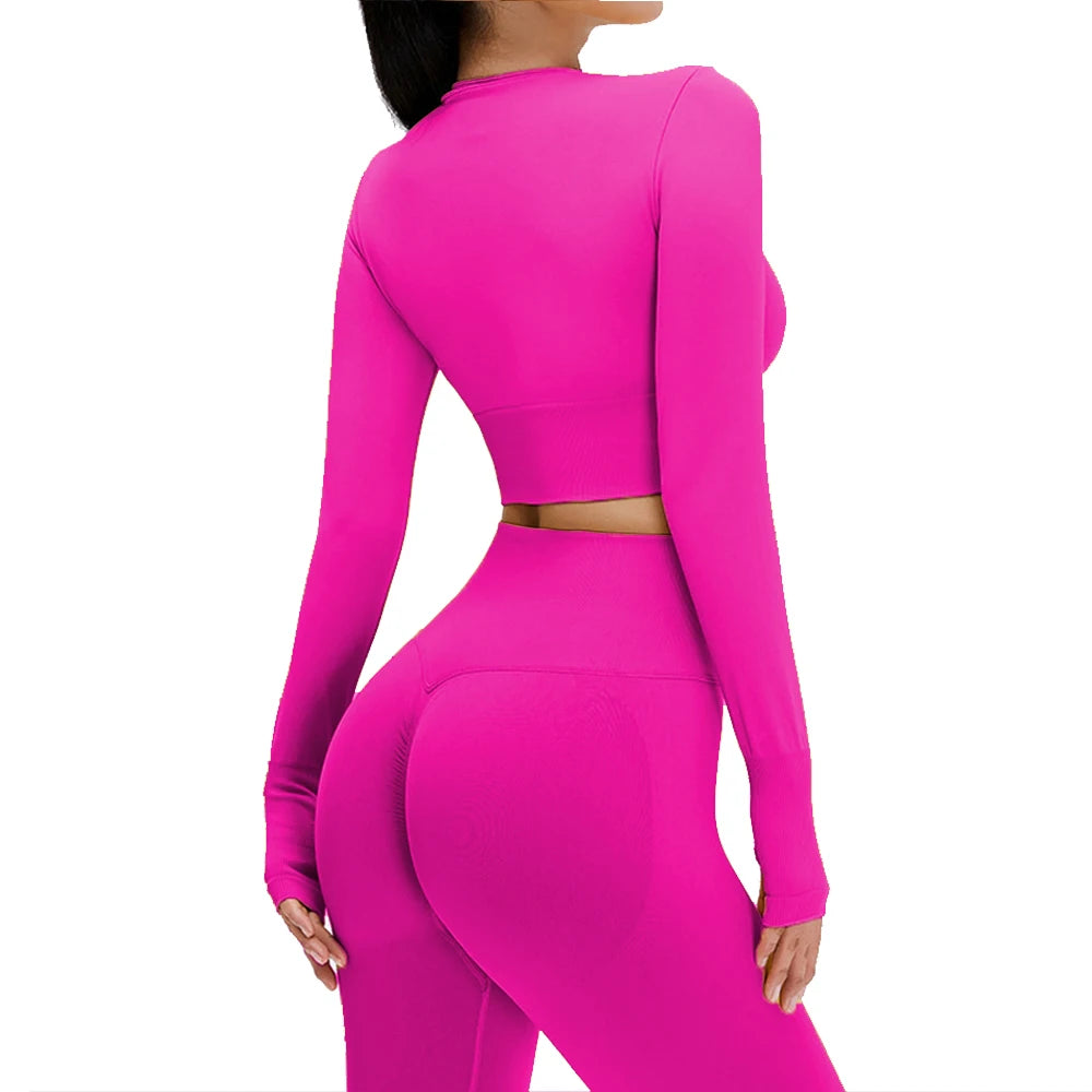 Seamless Sports Suit Yoga Set for Women Fitness Wear Long Sleeve Yoga Clothing Gym Workout Sportswear Two Piece Tracksuit Women.