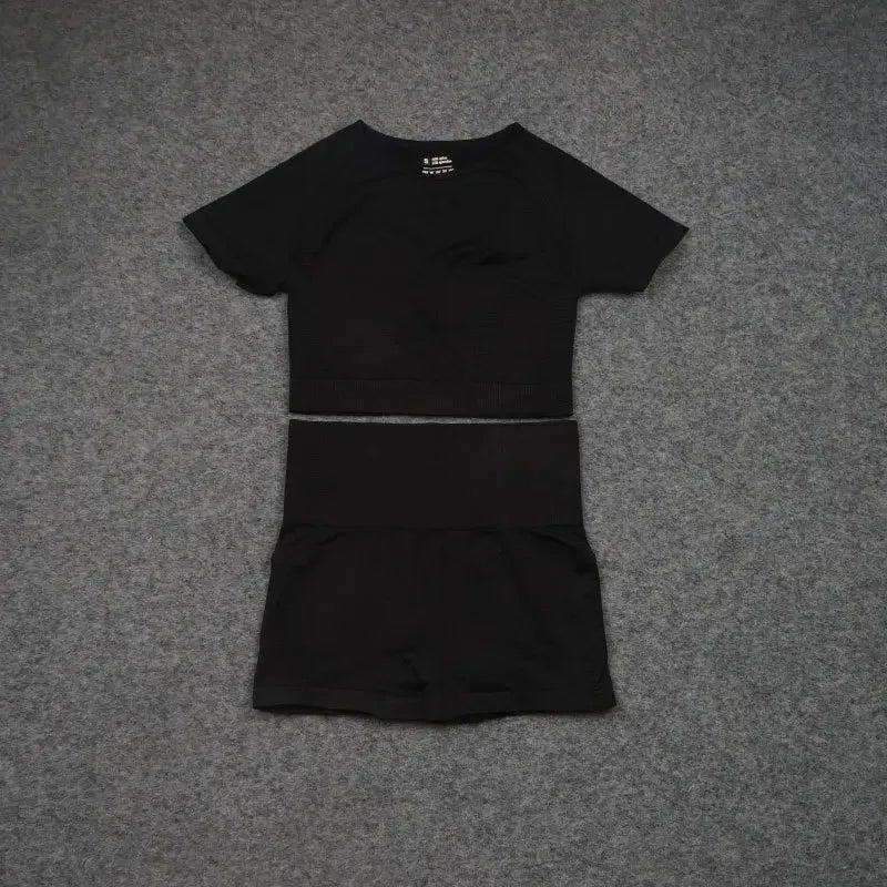 Sexy Seamless Knitted Yoga Sportswear Set Women's Quick Dry Tight Fitness Clothes Set Comfortable High-End Sensation