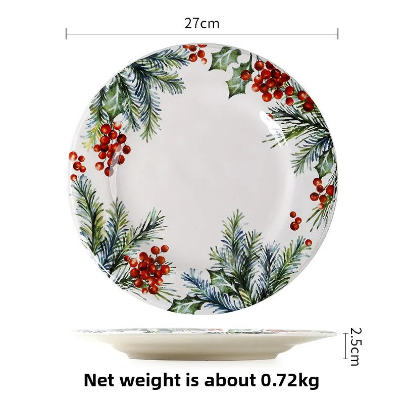 Goblin Series Ceramic Plate Large Dinner Plate Rectangle Tray Christmas Tableware Underglaze