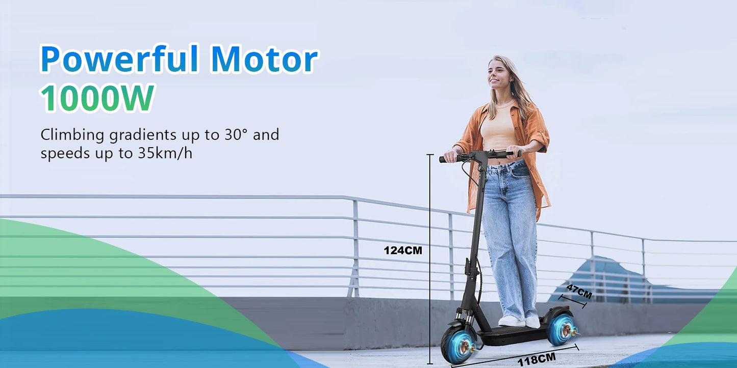 A1MAX Electric Scooter 500W Powerful Motor 35KM/H 45KM 42V14.5AH Battery 10Inch Pneumatic Tyres Smart Foldable EScooter.