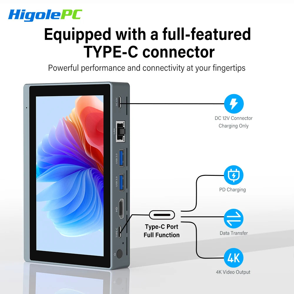 Higole Gole 2 Pro 5.5'' Intel N5095 Mini PC Windows 11 WiFi5 BT5.0  8/16GB 256GB Touch Screen 4K Desktop Computer Windows Tablet.