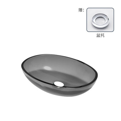 Farbiges, transparentes Badezimmerwaschbecken aus gehärtetem Glas, Hotel, modernes Aufsatzwaschbecken, Waschbecken mit Wasserfall-Wasserhahn, 49 x 35 x 13 cm