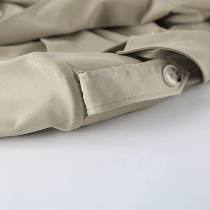 2025 Women Fall Lace-up Cropped Trench Coat Fashion Lapel Long Sleeves Wide Shoulder Windbreaker Jacket Commuting Daily Jackets.