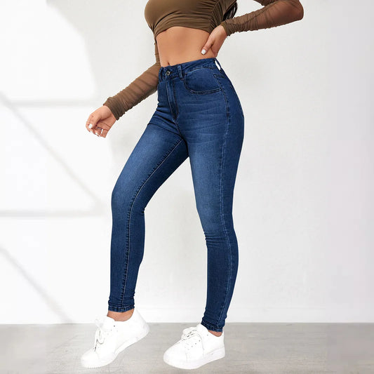 Mom Jeans Women Denim Pant Long Pants Sheath Slim Fit High Waist Straight Trousers Y2k Streetwear Elegant Bodycon Sexy Work.