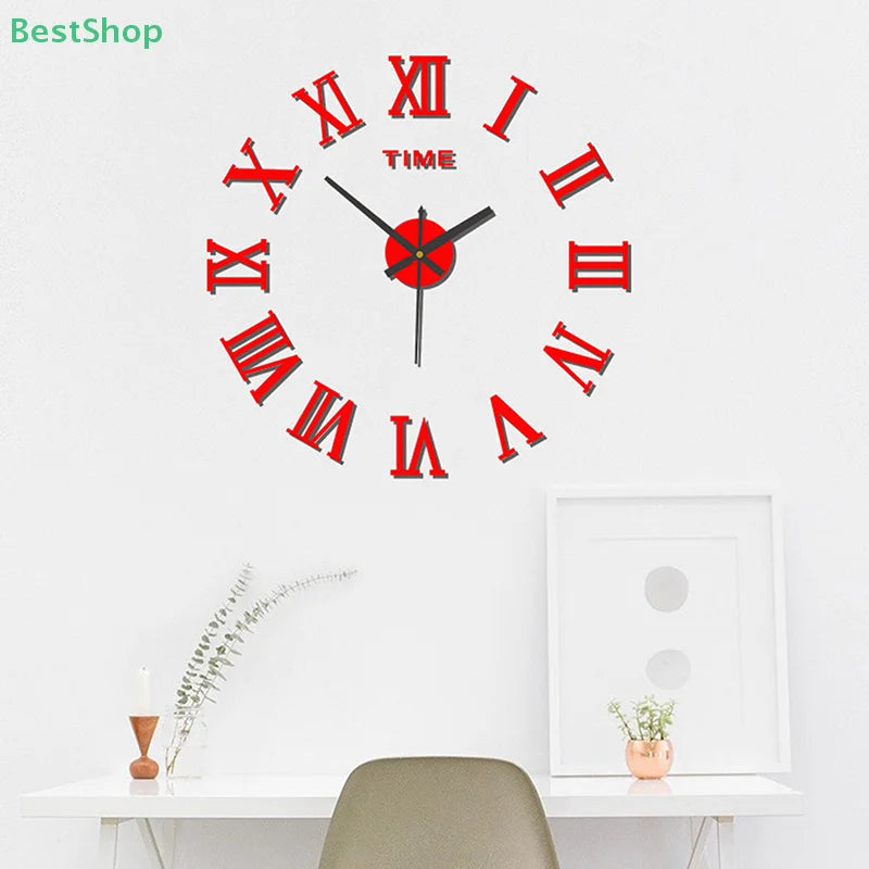 3D Leuchtende Wanduhr Rahmenlose Acryl DIY Digitale Uhr Wand Aufkleber Stumm Uhr Für Wohnzimmer Schlafzimmer Büro Wand Dekor