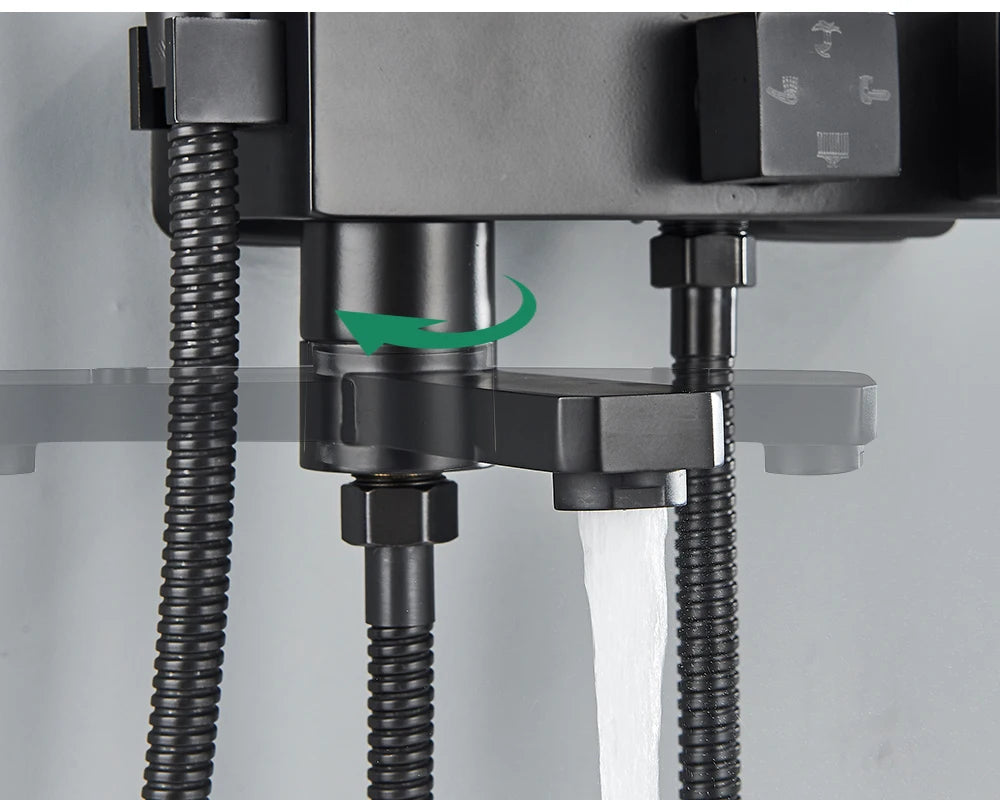 Rainfall Bathroom Shower Faucet Kit With Bidet Wall Mounted Stainless Steel Hot Cold Water Mixer Tap System With Rack,Tub Spout