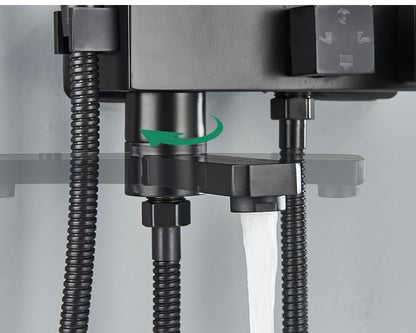 Rainfall Bathroom Shower Faucet Kit With Bidet Wall Mounted Stainless Steel Hot Cold Water Mixer Tap System With Rack,Tub Spout