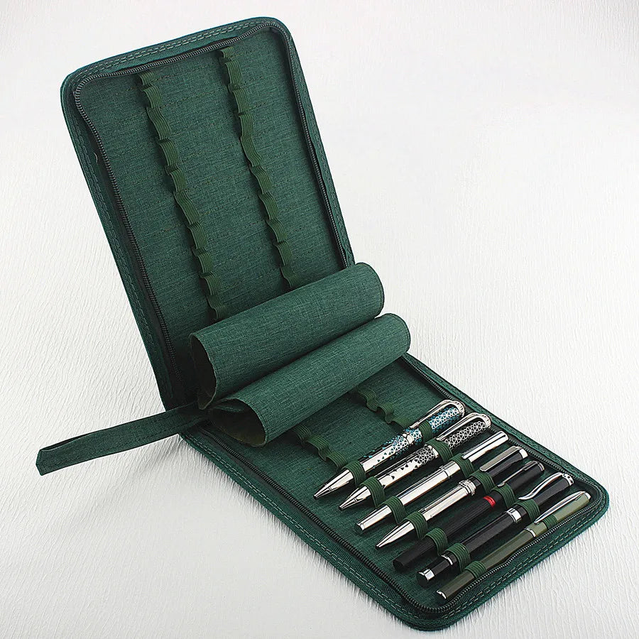 48 /24/10 Slots Fountain Pen Case, Canvas Pen Holder Display Pouch Bag Storage Large Capacity Waterproof.