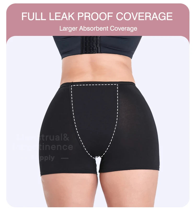 Bamboo Fiber Period Underwear for Women Anti-Leakage Breathable 4-Layer Reusable Menstrual Panties for Daily Use Sports.