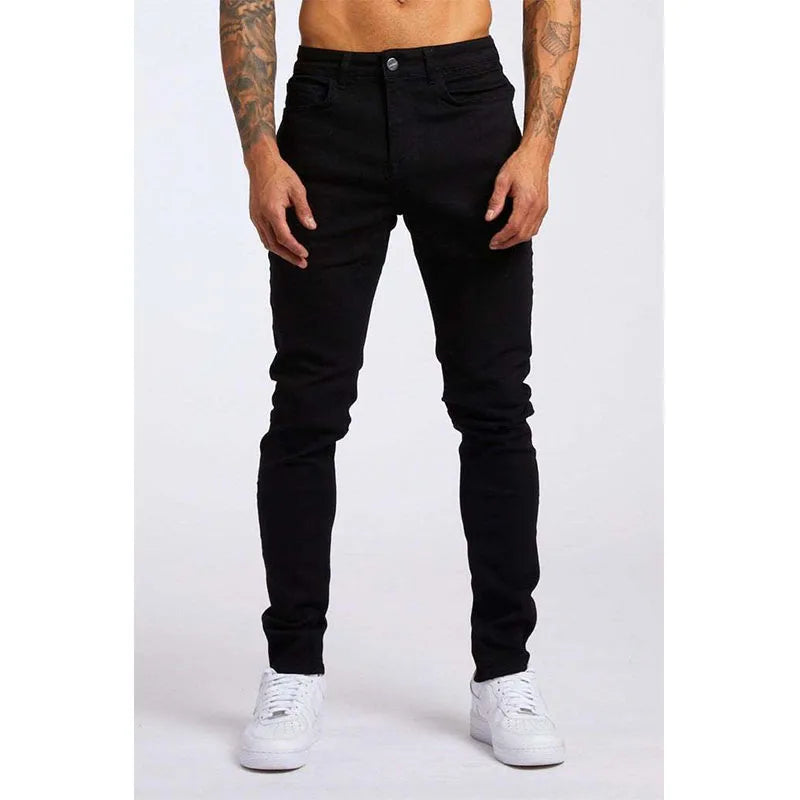 New Style of Denim Men's Jeans Cross-border Ins Trendy Black Slim High Waist Denim Pants Men.