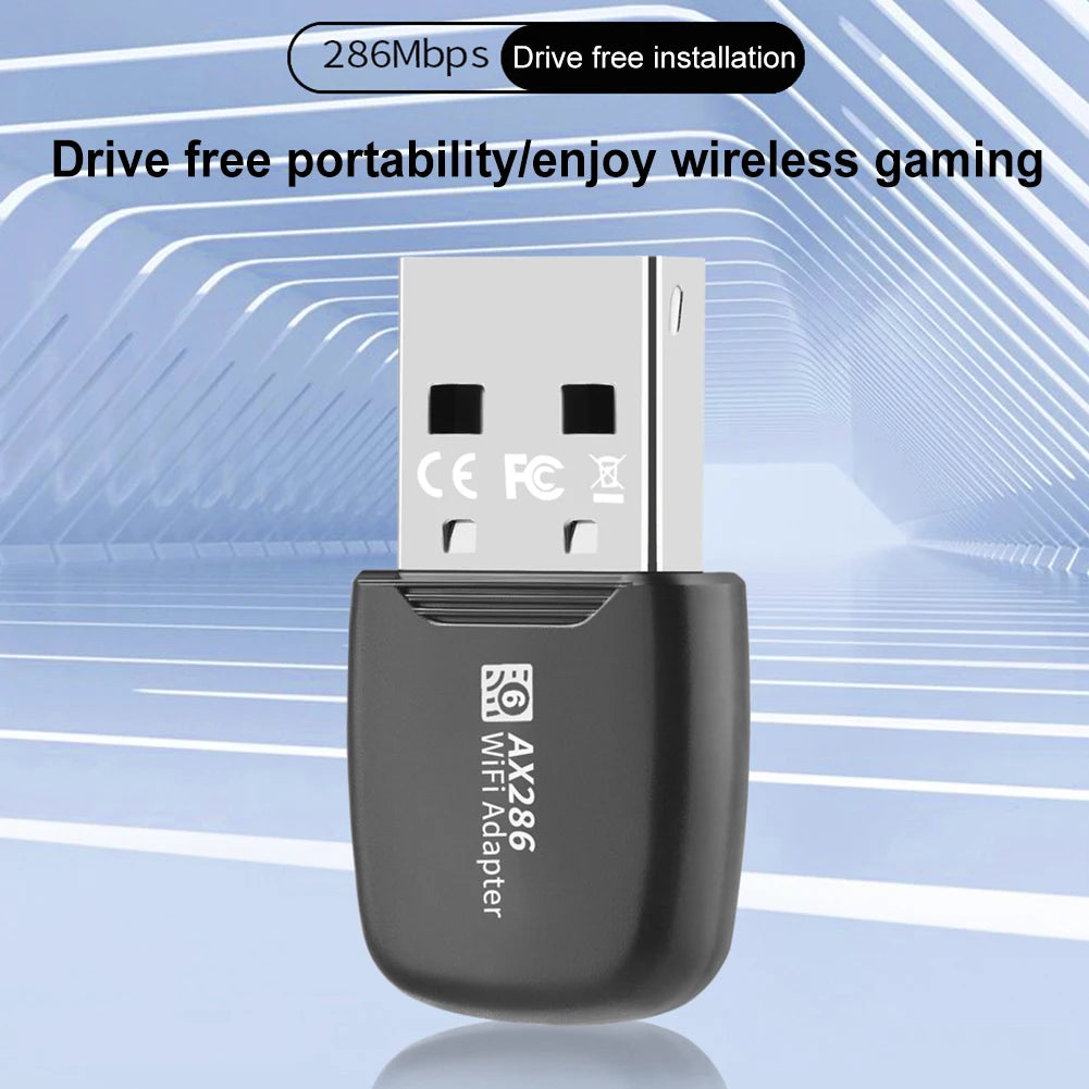 Mini USB WIFI 6 Dongle Mini USB WiFi Card Adapter 2.4GHz 286.8Mbps Wireless Network Receiver For PC/Laptop Windows7/10/11.