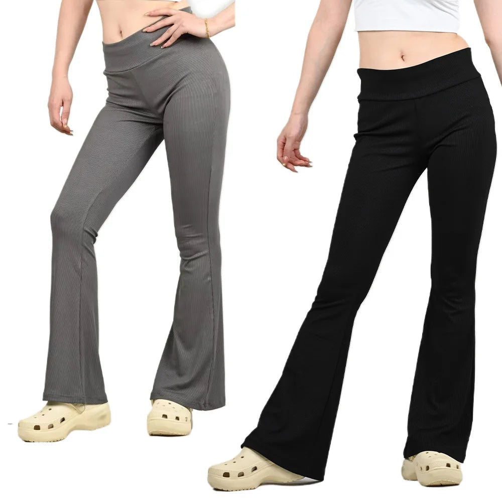 Woman Spring Summer Cinching Hip Lifting Fitness Exercise Elastic Bell Bottom Pants Women Casual Outdoor Running Yoga Pants.