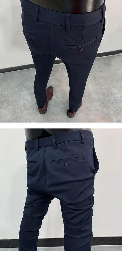Men Suit Pants Formal Trousers Stretch Slim Pantalone Hombre Calça Masculina Solid Color Casual Dress Pants Fashion Men Clothing