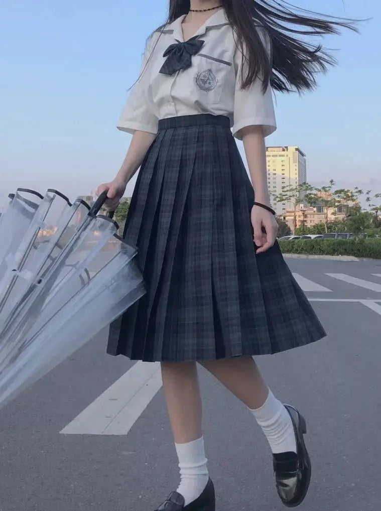 Pleated Skirts Women Japanese Preppy Style Plaid Faldas Kawaii Schoolgirls Chic Spring Autumn High Waist All-match Fashion Youth.