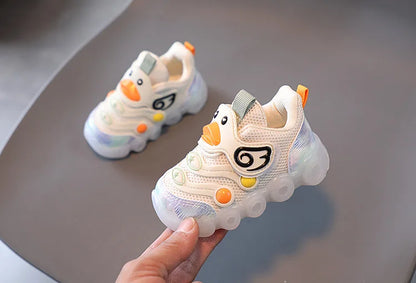 Children Led Casual Shoes Cute Cartoon Duck Sneakers Toddler Glowing Tennis Shoes Boys Girls Breathable Mesh Sports Shoes Sapato.