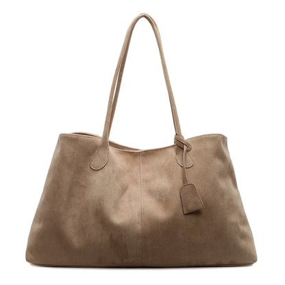 Korean Style Casual Suede Shoulder Bag for Girls Large Capacity All-match Shoulder Pouch Handbag Underarm Tote Storage