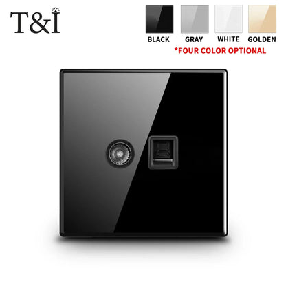 Schaltsteckdose aus gehärtetem Glas, selbstrückstellend, 1 2 3 4 Gang, Wandpaneel nach europäischem Standard nach britischem Standard mit Kontrollleuchte, 86 x 86 mm.