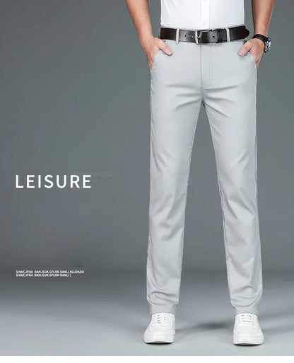 Summer New Men's Bamboo Fiber Slim Business Casual Pants Fashion Classic Breathable Designer Formal Long Trouser Male Clothing.