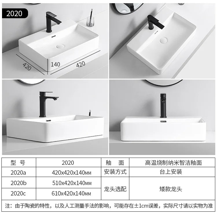 Arbeits platte Waschbecken Seite Entwässerung Keramik Waschbecken Balkon Waschbecken Kunst becken Einzel becken quadratischer Kreis