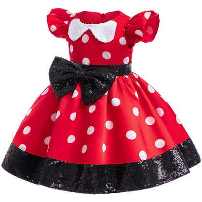 Disney Minnie Mouse Mädchen Polka Dot Schleife Prinzessin Kleid Jungen Kinder Mickey Mouse Halloween Karneval Party Performance Kleidung Anzug.