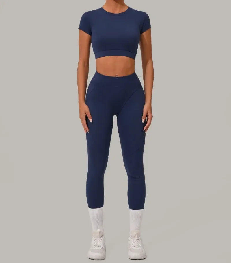 Seamless Yoga Sets Sports Fitness High Waist Hip Lift Tight Breathable Tracksuit Workout Clothing Gym Leggings Suit for Women