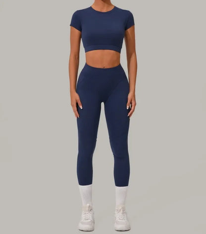 Seamless Yoga Sets Sports Fitness High Waist Hip Lift Tight Breathable Tracksuit Workout Clothing Gym Leggings Suit for Women