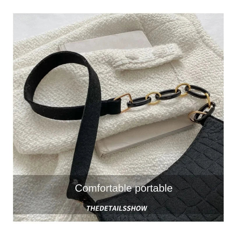 Small Square Bag Lady Felt Armpit Design Luxury Tote Released Fashion Ladies Handbag Under Crescent.