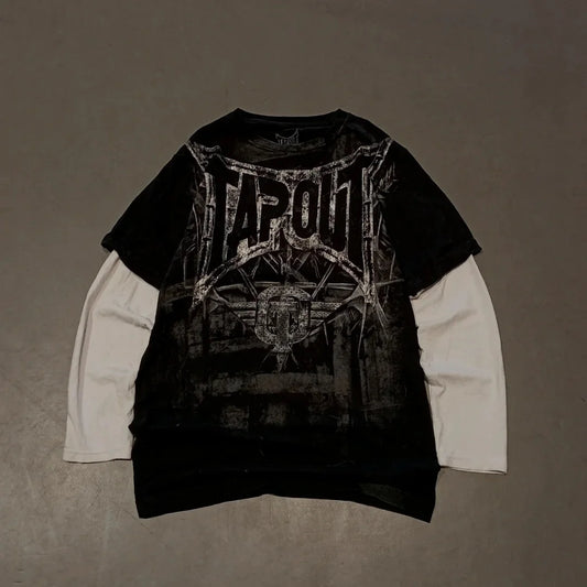 Y2K Oversized Long Sleeve Tapout T-Shirt Hip Hop Gothic Streetwear Unisex Couple Tee Summer Casual Fashion Round Neck Loose Fit.
