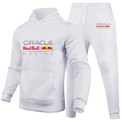 Men's Red Bull Logo Sports Suit Comfortable Simple Solid Color Sportswear Off-road Riding Red Bull Training Two-piece Suit.