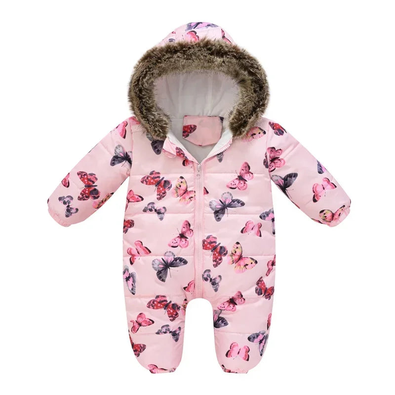 Plus Dicke Samt Bodys Kleidung Winter Baby Wasserdicht Mit Kapuze Einteiliges Mädchen Jungen Overalls Ski Anzug Infant Dicke Warme strampler