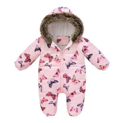 Plus Dicke Samt Bodys Kleidung Winter Baby Wasserdicht Mit Kapuze Einteiliges Mädchen Jungen Overalls Ski Anzug Infant Dicke Warme strampler
