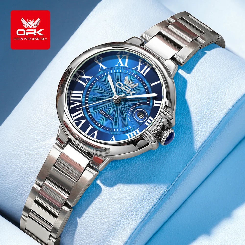 OPK 6039 Women Watch Roman Scale Stainless steel Waterproof Quartz Watch for Women