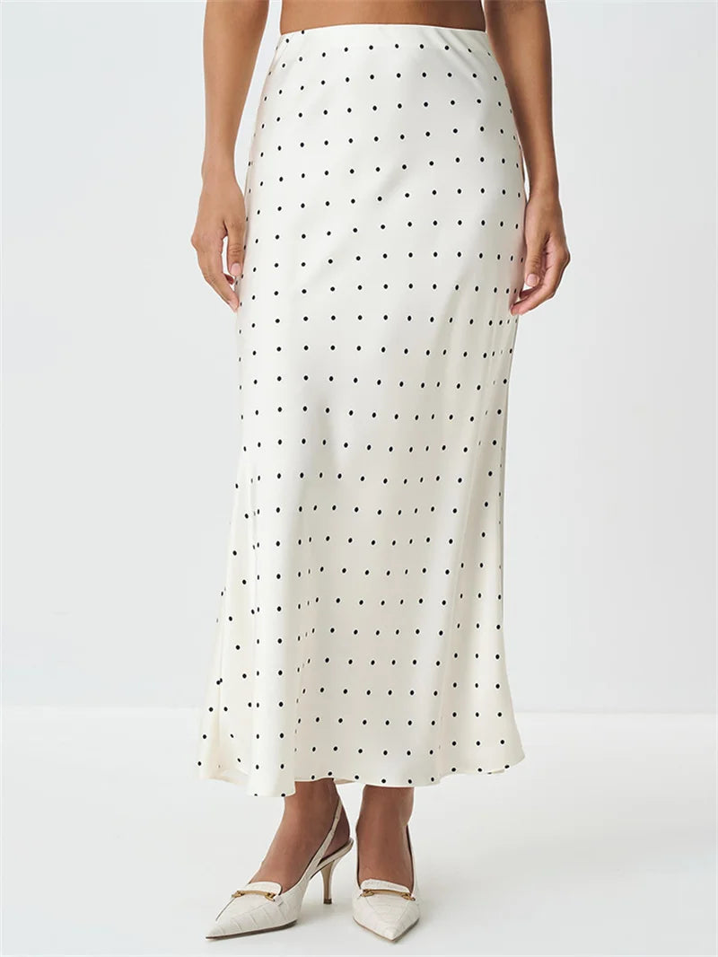 Blifanbo  Polka Dot High Waist Midi Skirt For Women Stain Slim Elegant Bodycon Midi Skirt Autumn fashion Female Skirt Streetwear.