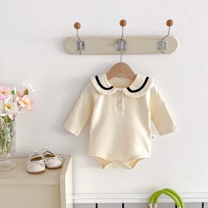 2025, Herbst und Winter, neu für Kinder, Babys, Jungen und Mädchen, Peter-Pan-Kragen-Outfits, Kleinkinder-Overalls, Samt-Bodys, warm halten