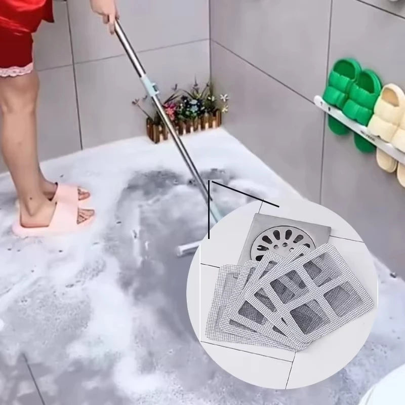 10pcs Disposable Shower Drain Hair Catcher Mesh Shower Drain Covers Floor Sink Strainer Filter Hair Stopper For Bathroom Kitchen