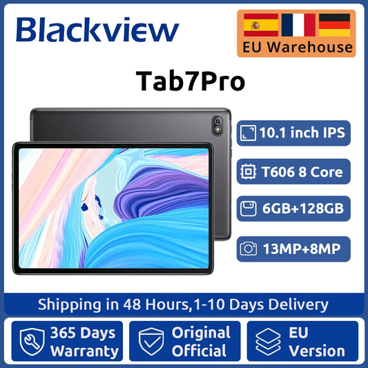 Blackview Tab 7 Pro Tablet Android 12 10.1Inch Touch Dual 4G LTE+5G WiFi 10GB+128GB 13MP+8MP 1920*1200 6580mAh Octa-Core.